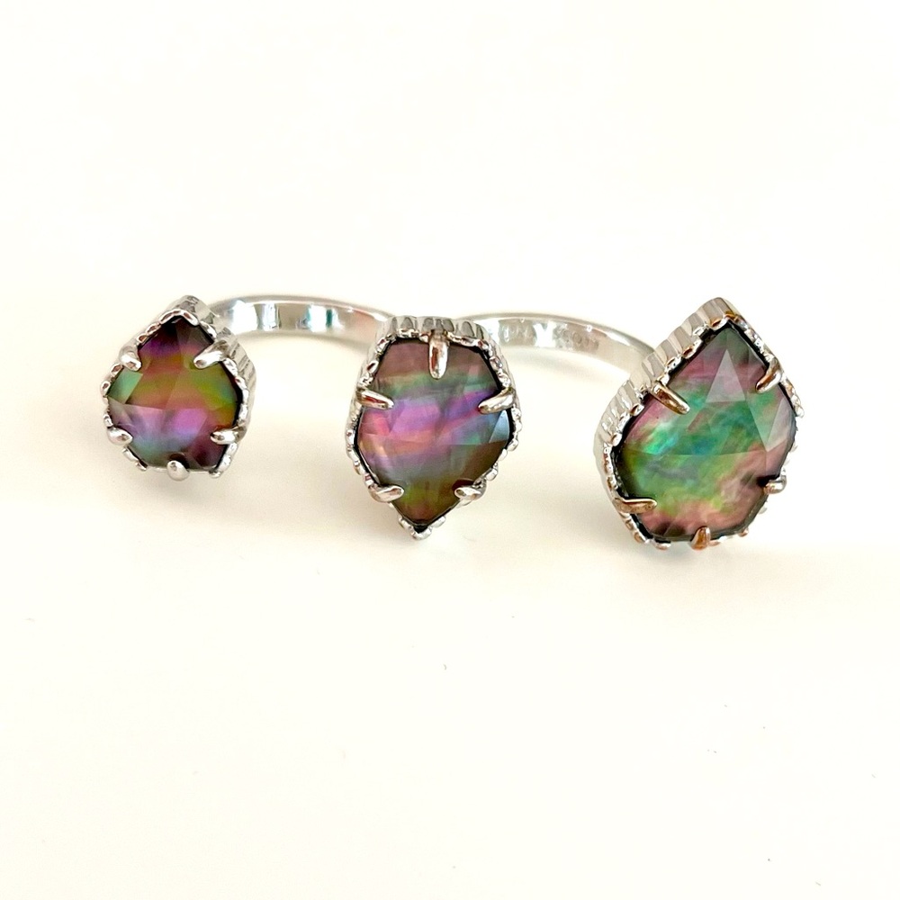 Kendra Scott Double Ring - Silver + Black Mother-of-Pearl